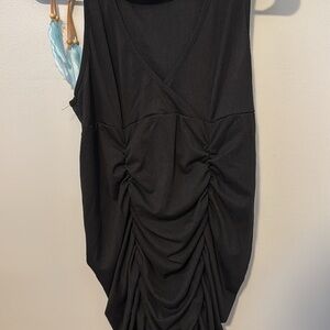 Black Ruched Sleeveless Dress